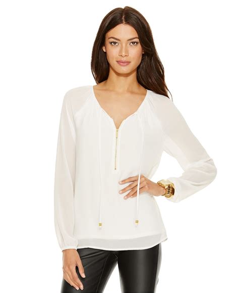 michael kors womens linen blouse real real|Michael Kors tops at macy's.